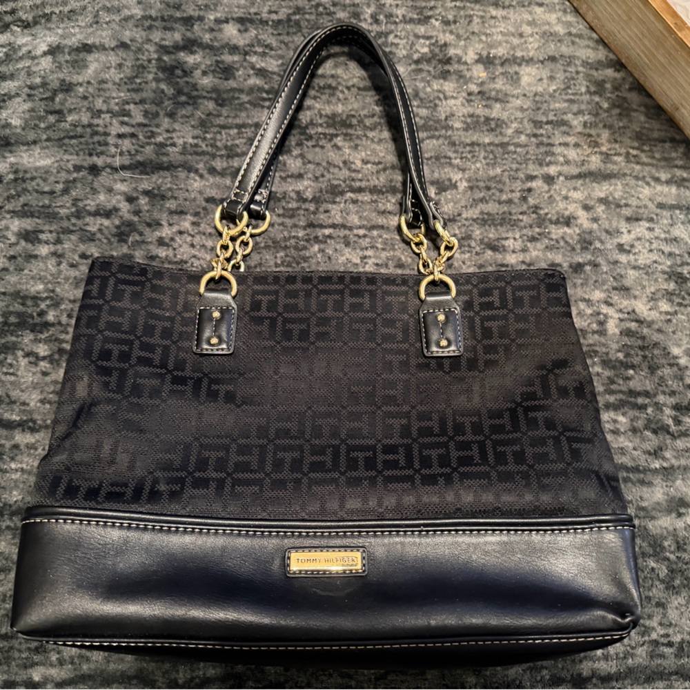 Tommy Hilfiger Black Tote with Gold Hardware